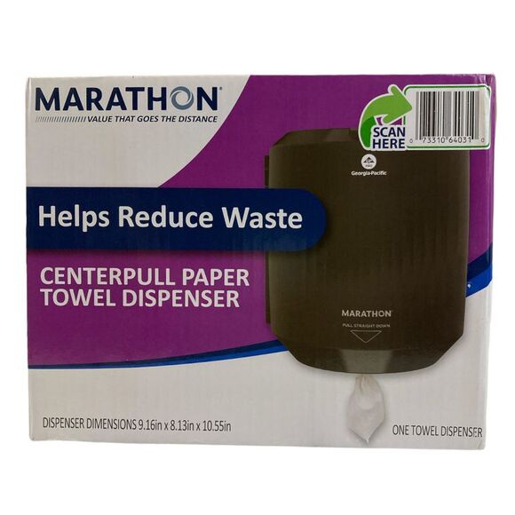 Marathon Centerpull Paper Towel Dispenser, Smoke, 9.15in W x 11.5in D x 8.6in H - Picture 1 of 2